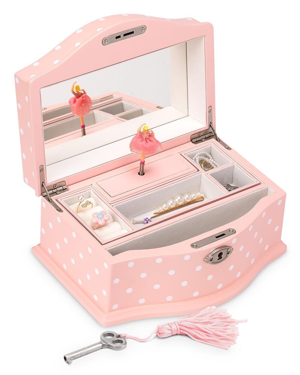 2300 Elle Jewelry Box - Ballerina Jewelry Organizer and Swan Lake Wind-Up